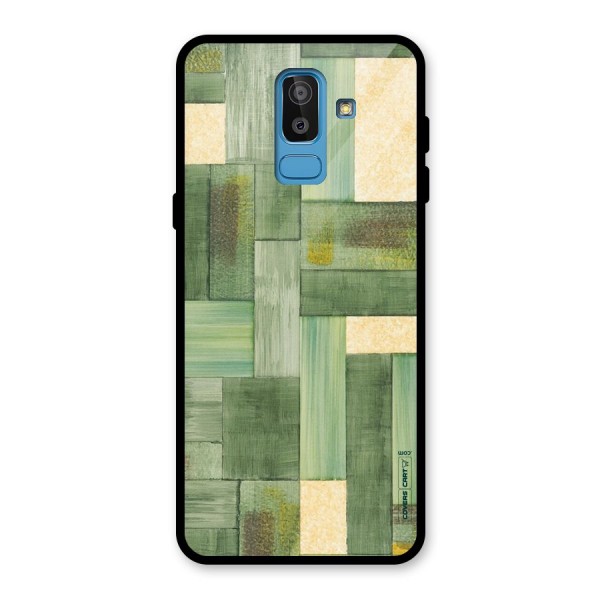 Wooden Green Texture Glass Back Case for Galaxy J8