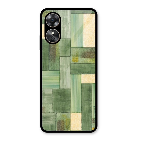 Wooden Green Texture Glass Back Case for Oppo A17