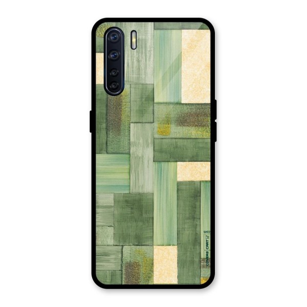 Wooden Green Texture Glass Back Case for Oppo F15