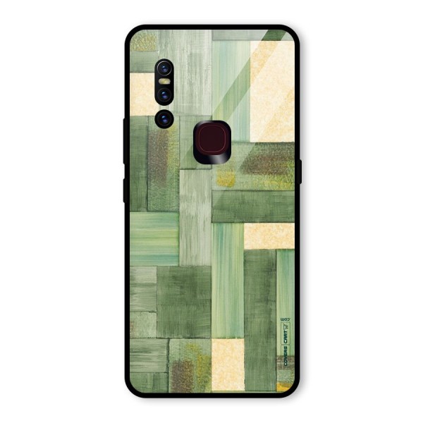 Wooden Green Texture Glass Back Case for Vivo V15