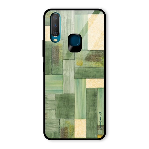 Wooden Green Texture Glass Back Case for Vivo Y12