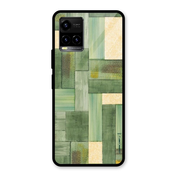 Wooden Green Texture Glass Back Case for Vivo Y33s