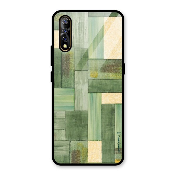 Wooden Green Texture Glass Back Case for Vivo Z1x