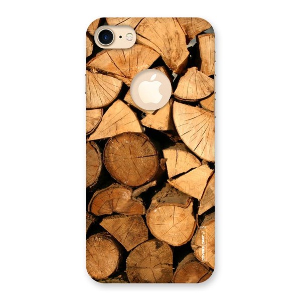 Wooden Logs Back Case for iPhone 8 Logo Cut