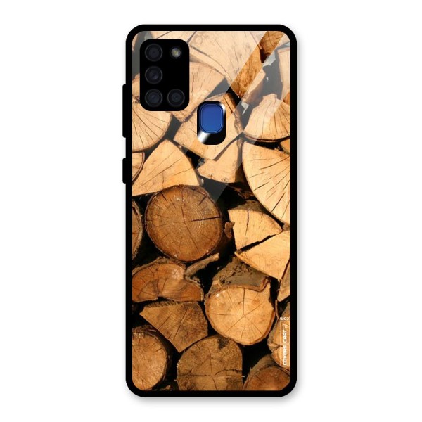 Wooden Logs Glass Back Case for Galaxy A21s