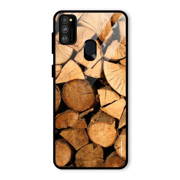 Wooden Logs Glass Back Case for Galaxy M21