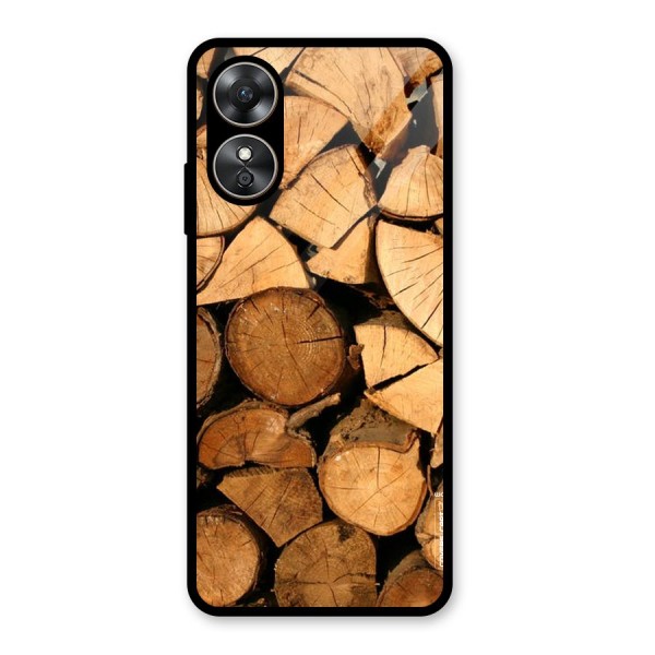 Wooden Logs Glass Back Case for Oppo A17