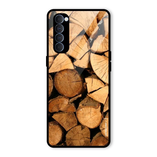 Wooden Logs Glass Back Case for Oppo Reno4 Pro