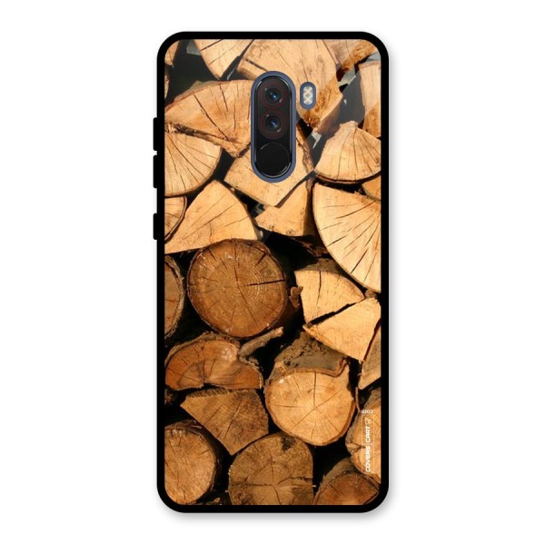 Wooden Logs Glass Back Case for Poco F1