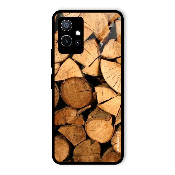 Wooden Logs Glass Back Case for Vivo T1 5G