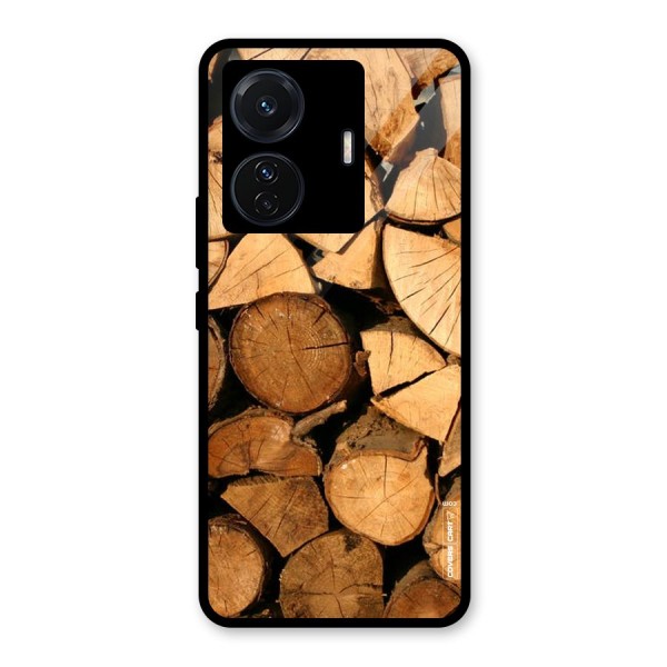 Wooden Logs Glass Back Case for Vivo T1 Pro