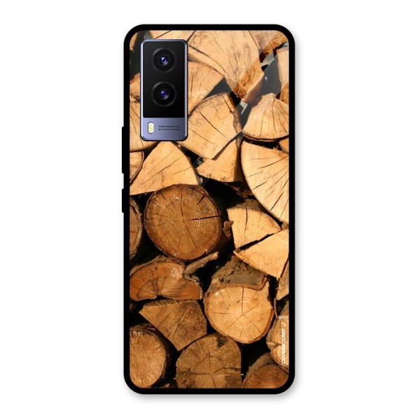 Wooden Logs Glass Back Case for Vivo V21e 5G