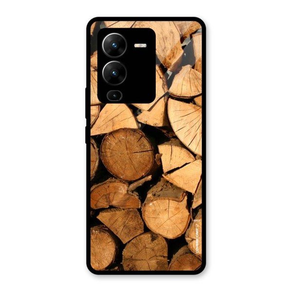 Wooden Logs Glass Back Case for Vivo V25 Pro