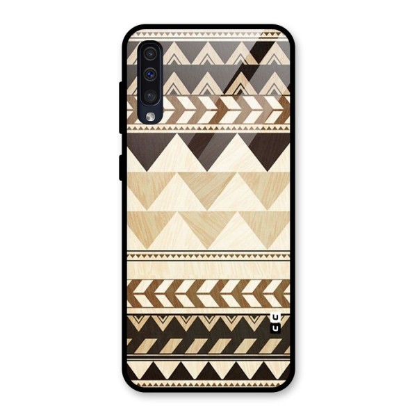 Wooden Printed Chevron Glass Back Case for Galaxy A50s