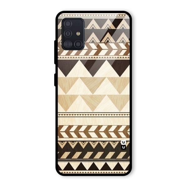 Wooden Printed Chevron Glass Back Case for Galaxy A51