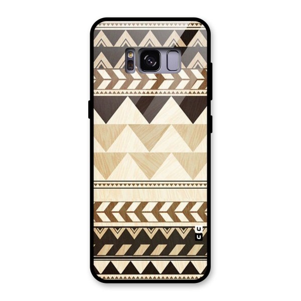 Wooden Printed Chevron Glass Back Case for Galaxy S8