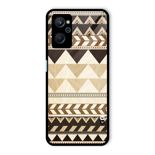 Wooden Printed Chevron Glass Back Case for Realme 9i