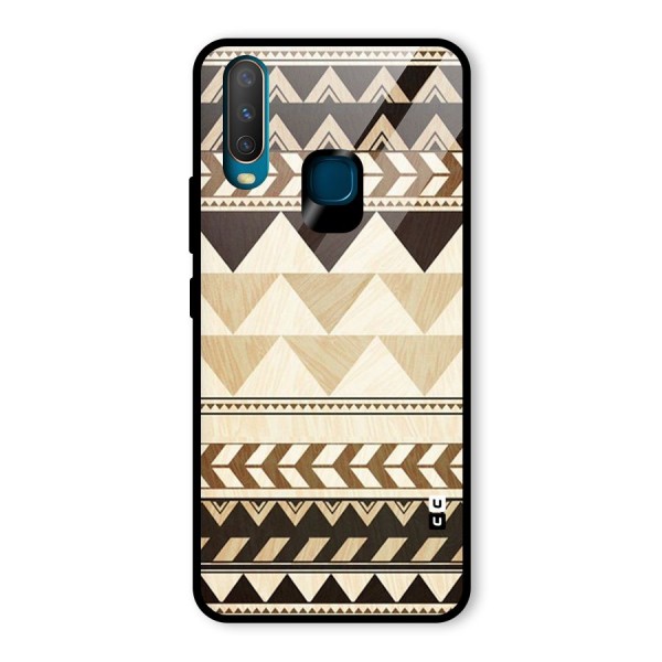 Wooden Printed Chevron Glass Back Case for Vivo Y12