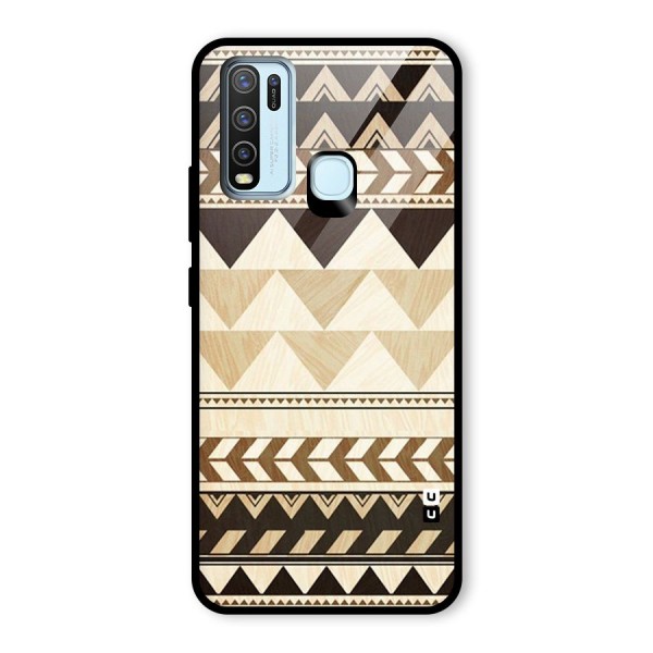 Wooden Printed Chevron Glass Back Case for Vivo Y30