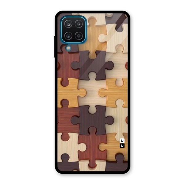 Wooden Puzzle (Printed) Glass Back Case for Galaxy A12