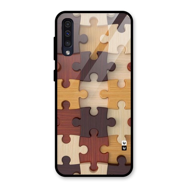 Wooden Puzzle (Printed) Glass Back Case for Galaxy A30s