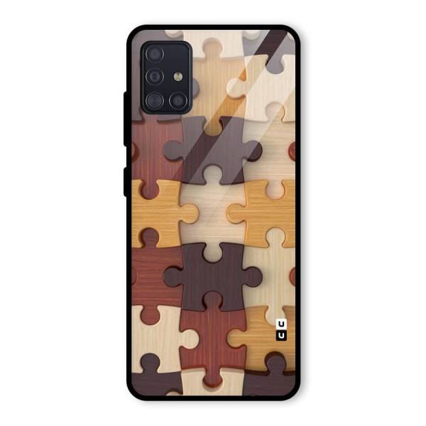 Wooden Puzzle (Printed) Glass Back Case for Galaxy A51