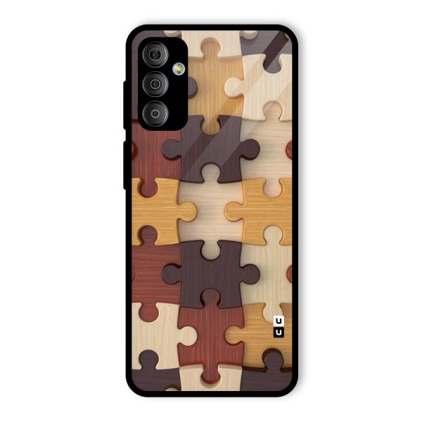 Wooden Puzzle (Printed) Glass Back Case for Galaxy F23