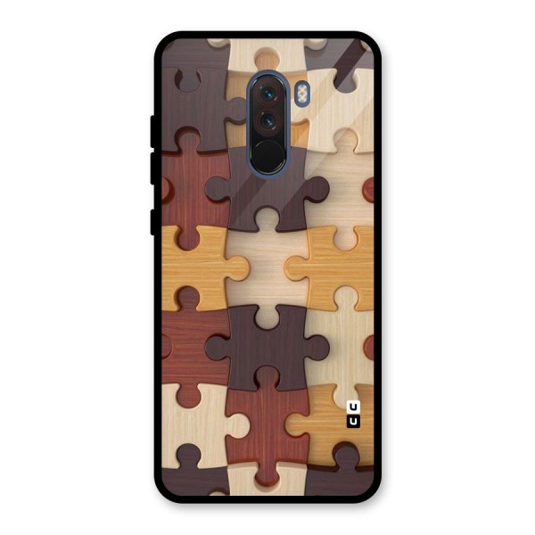 Wooden Puzzle (Printed) Glass Back Case for Poco F1