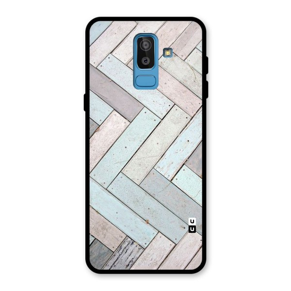 Wooden ZigZag Design Glass Back Case for Galaxy J8