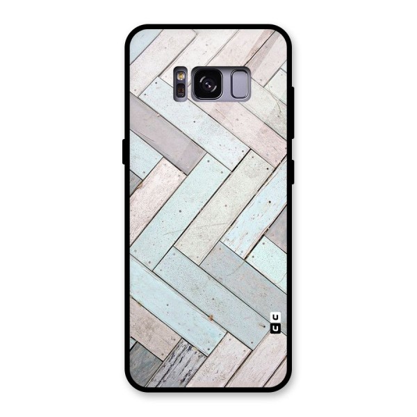 Wooden ZigZag Design Glass Back Case for Galaxy S8