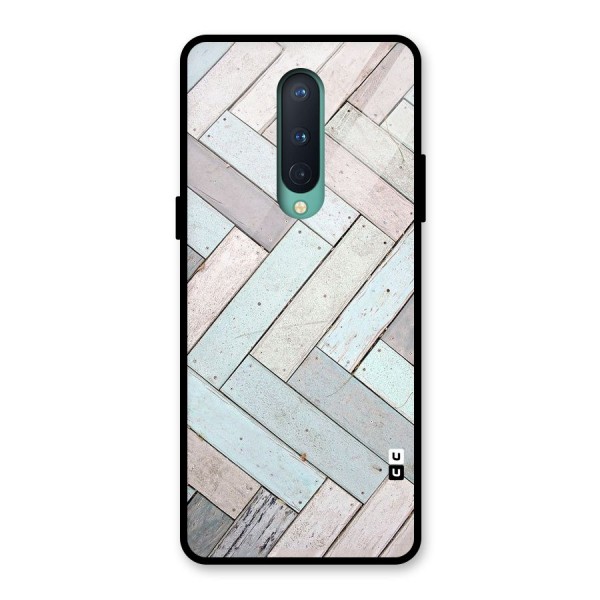 Wooden ZigZag Design Glass Back Case for OnePlus 8