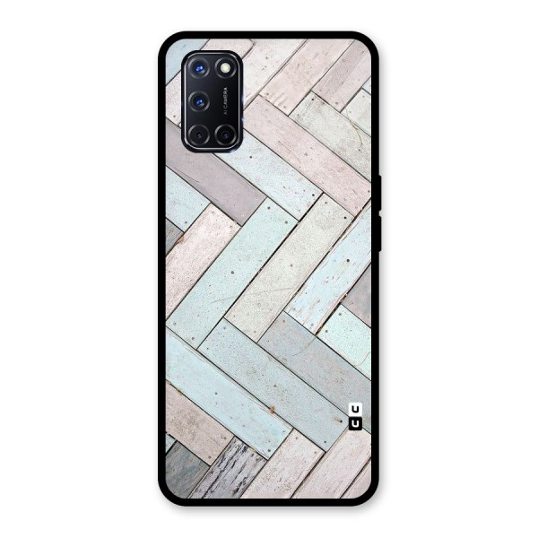 Wooden ZigZag Design Glass Back Case for Oppo A52