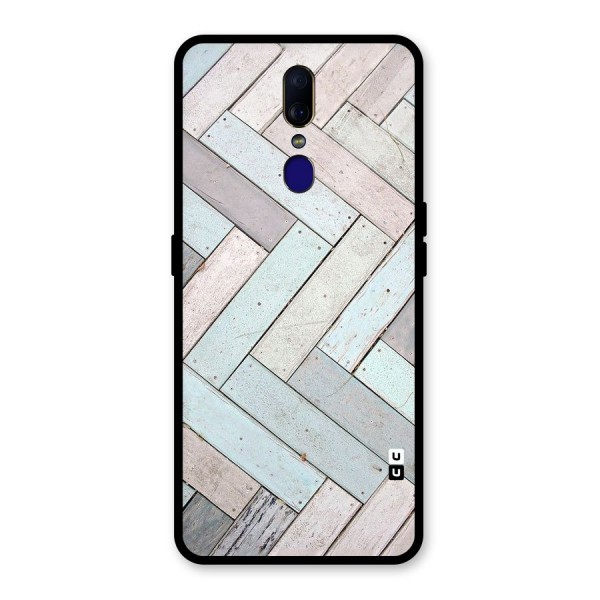 Wooden ZigZag Design Glass Back Case for Oppo F11