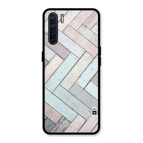 Wooden ZigZag Design Glass Back Case for Oppo F15