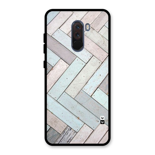 Wooden ZigZag Design Glass Back Case for Poco F1