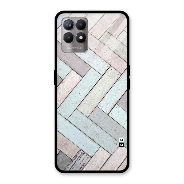 Wooden ZigZag Design Glass Back Case for Realme 8i