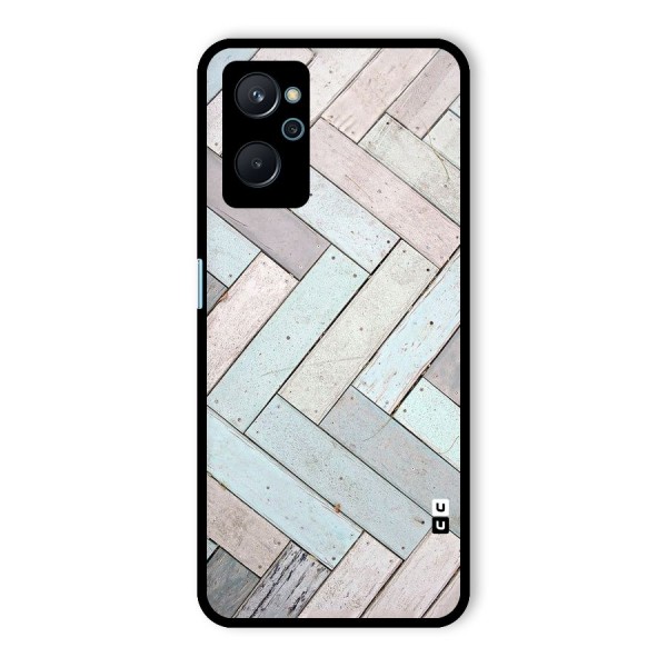 Wooden ZigZag Design Glass Back Case for Realme 9i