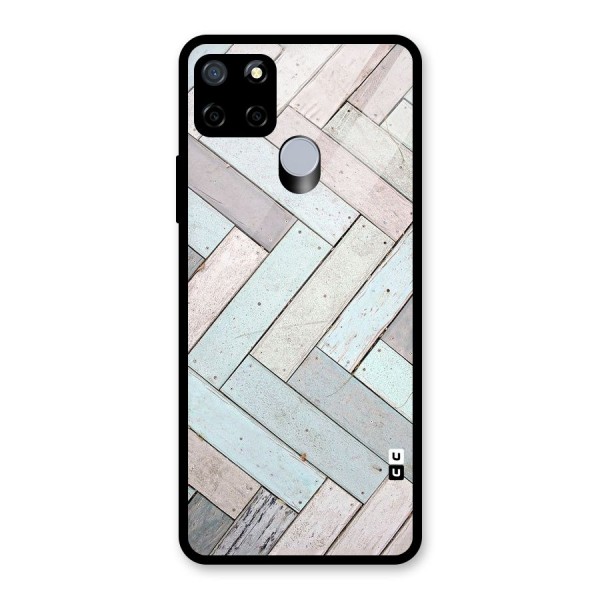 Wooden ZigZag Design Glass Back Case for Realme C15