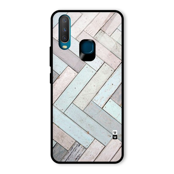 Wooden ZigZag Design Glass Back Case for Vivo Y12