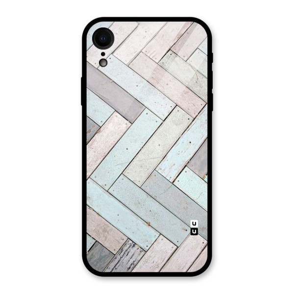 Wooden ZigZag Design Glass Back Case for XR