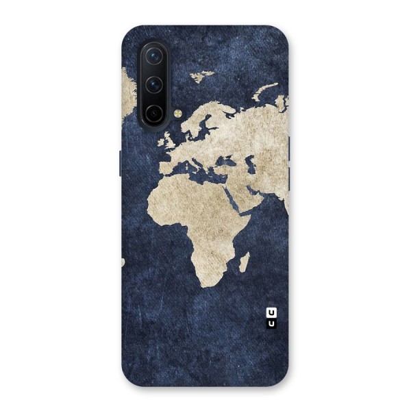 World Map Blue Gold Back Case for OnePlus Nord CE 5G