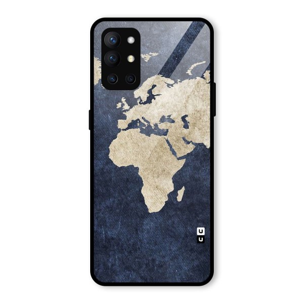 World Map Blue Gold Glass Back Case for OnePlus 9R