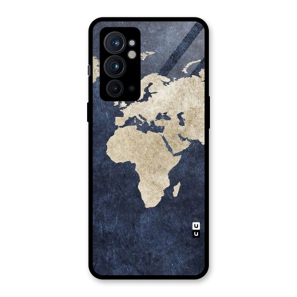 World Map Blue Gold Glass Back Case for OnePlus 9RT 5G