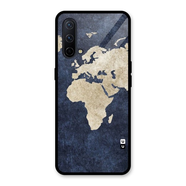 World Map Blue Gold Glass Back Case for OnePlus Nord CE 5G
