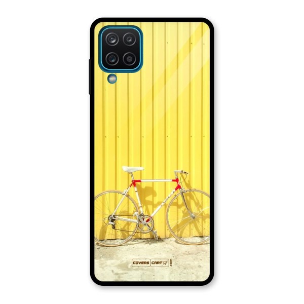 Yellow Cycle Classic Glass Back Case for Galaxy A12