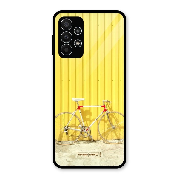 Yellow Cycle Classic Glass Back Case for Galaxy A23