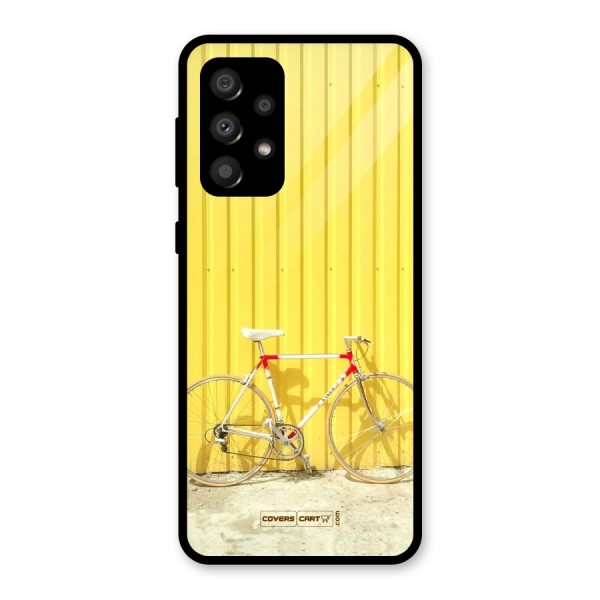 Yellow Cycle Classic Glass Back Case for Galaxy A32