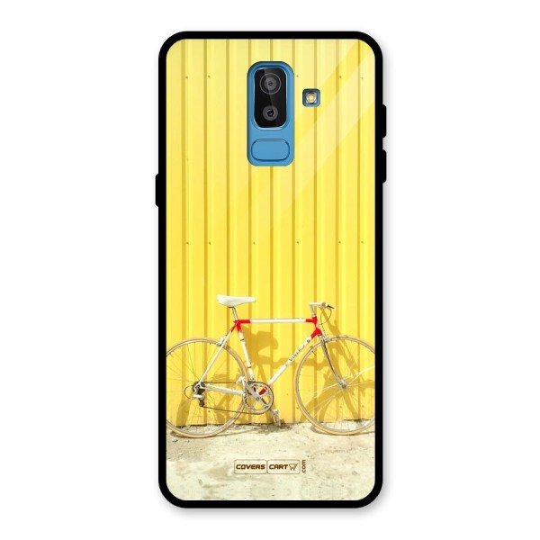 Yellow Cycle Classic Glass Back Case for Galaxy J8