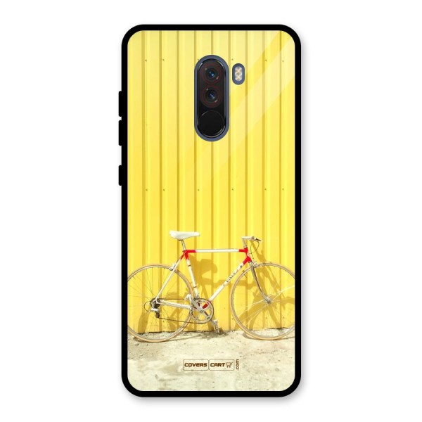 Yellow Cycle Classic Glass Back Case for Poco F1