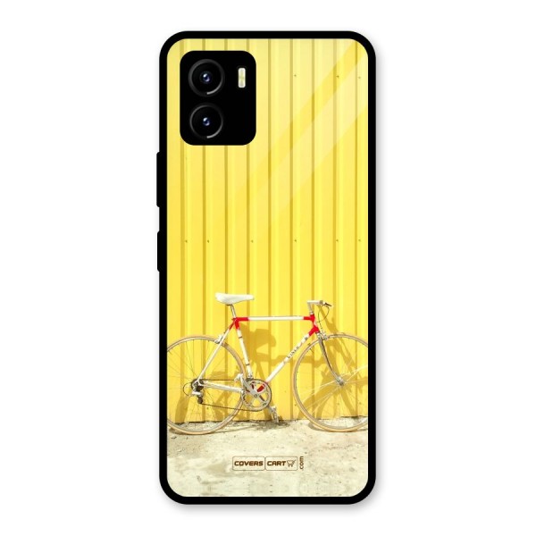 Yellow Cycle Classic Glass Back Case for Vivo Y15s